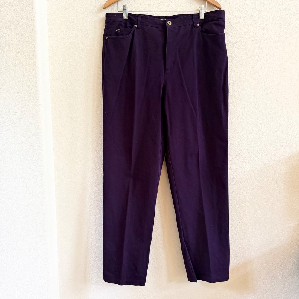Peck & Peck Collection Purple Straight Leg Cotton Stretch Pants Womens Size 16 - Picture 2 of 12